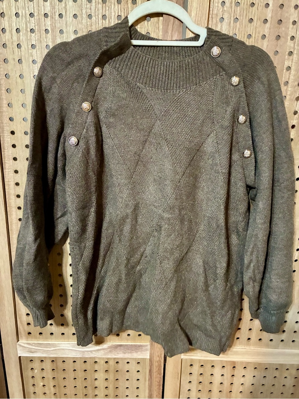 Women's Brown Button-Shoulder Sweater ** Size L